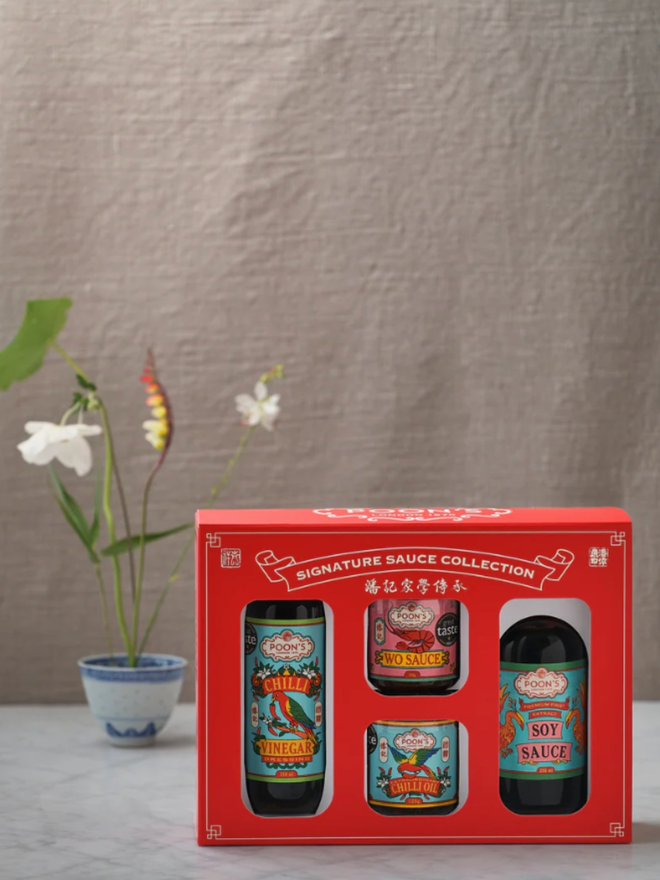 Signature Sauce Collection. A box of four sauces.