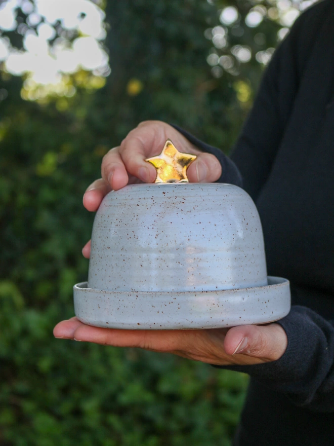 Gold star butter dish 