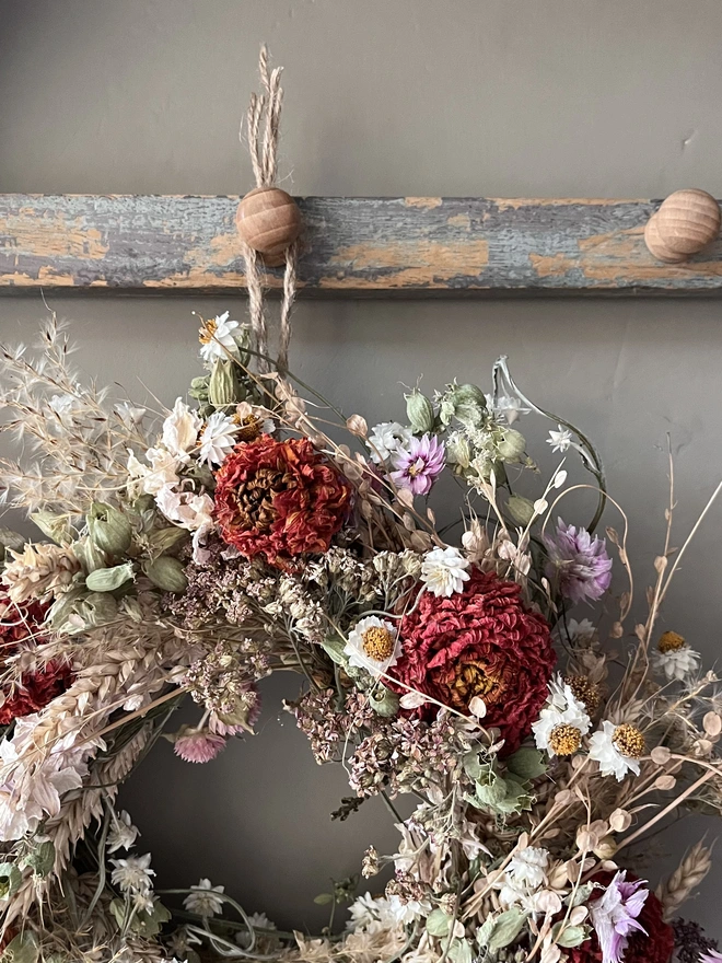 Autumnal cosy cottage dried flower wreath 