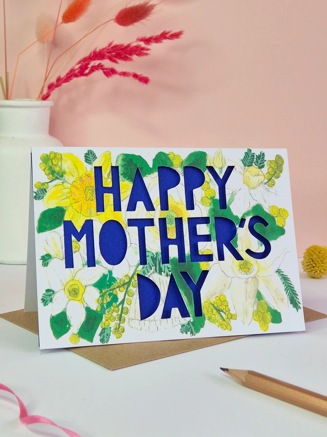 Happy Mothers Day Card Blue 