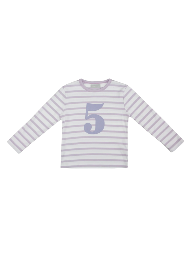 Parma Violet & White Breton Striped Number 5 T Shirt