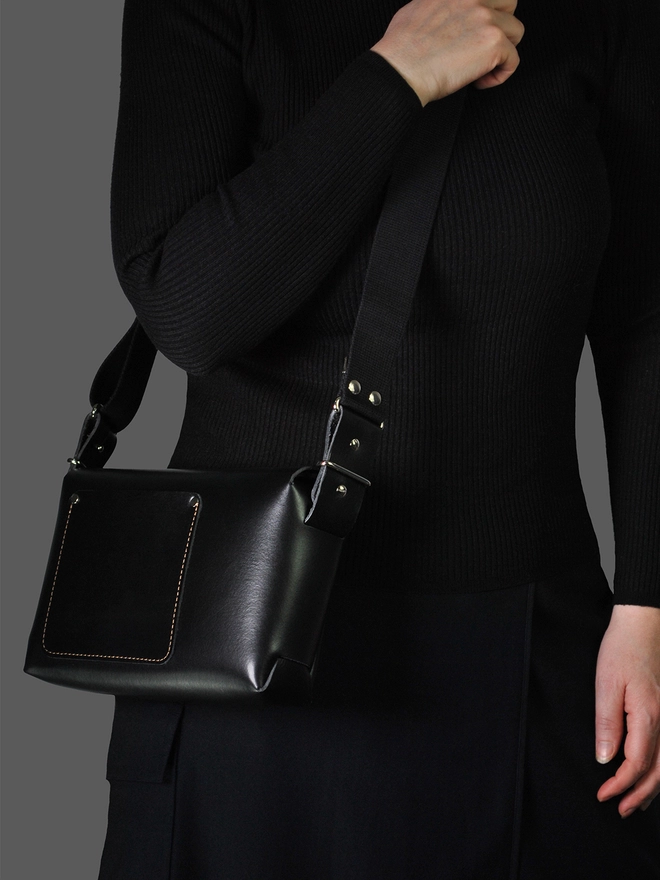 Small Black Leather Crossbody Bag 