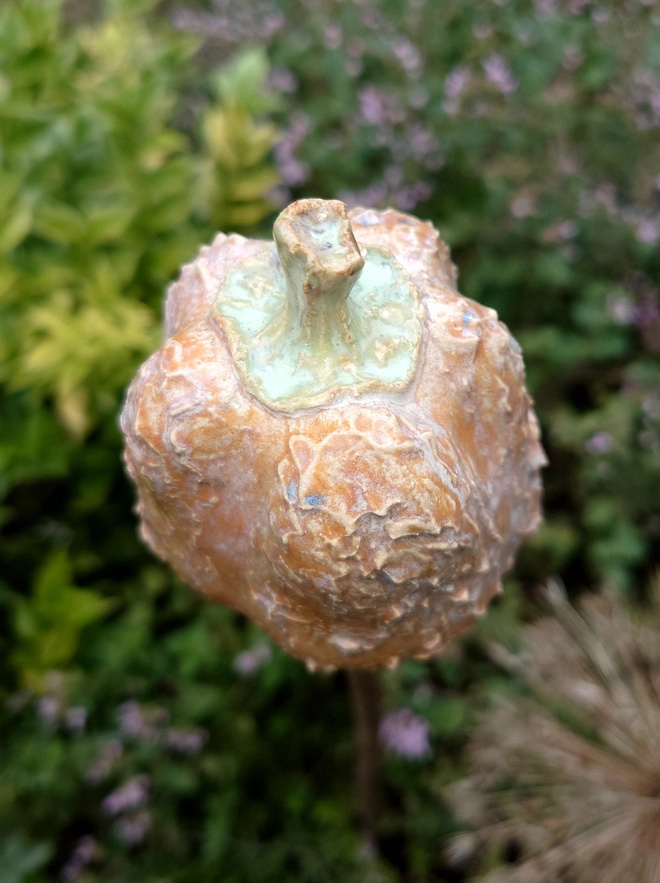 Stoneware pumpkin can topper