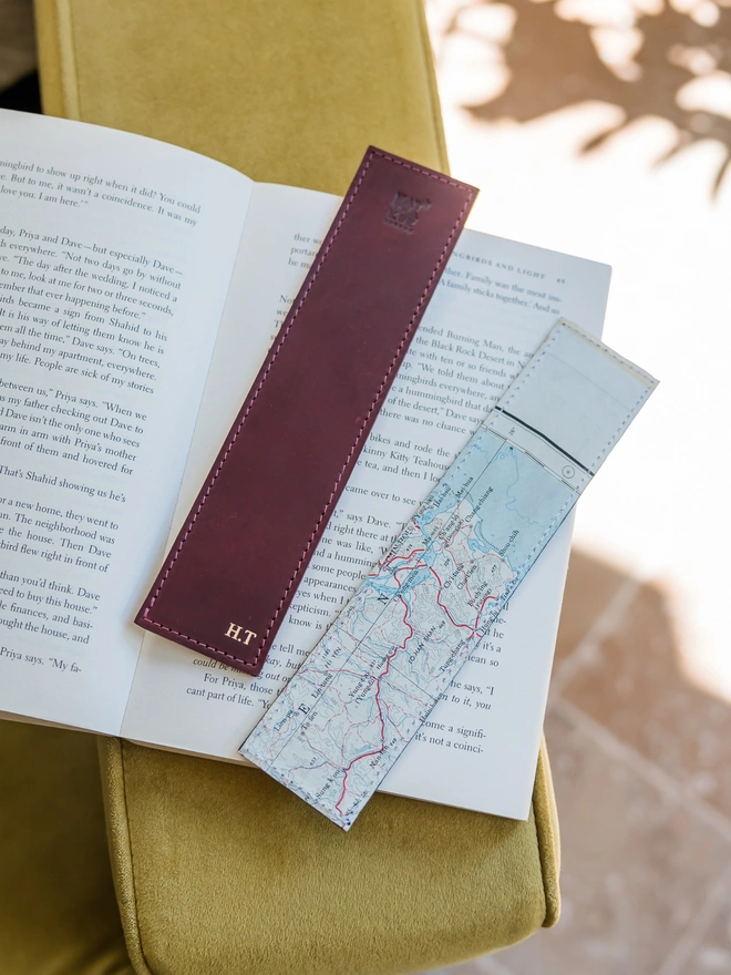 natthakur war map lined red leather bookmark