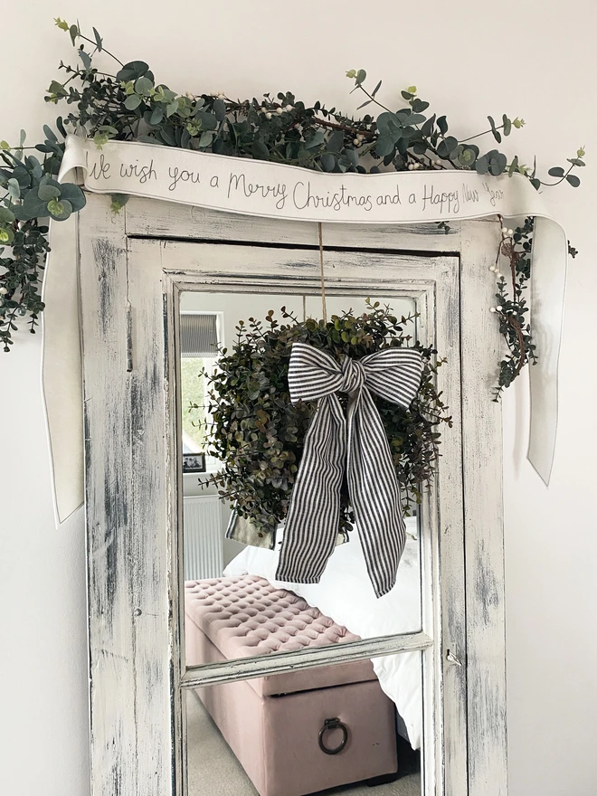 Mantlepiece Personalised Embroidered Felt Christmas Ribbon