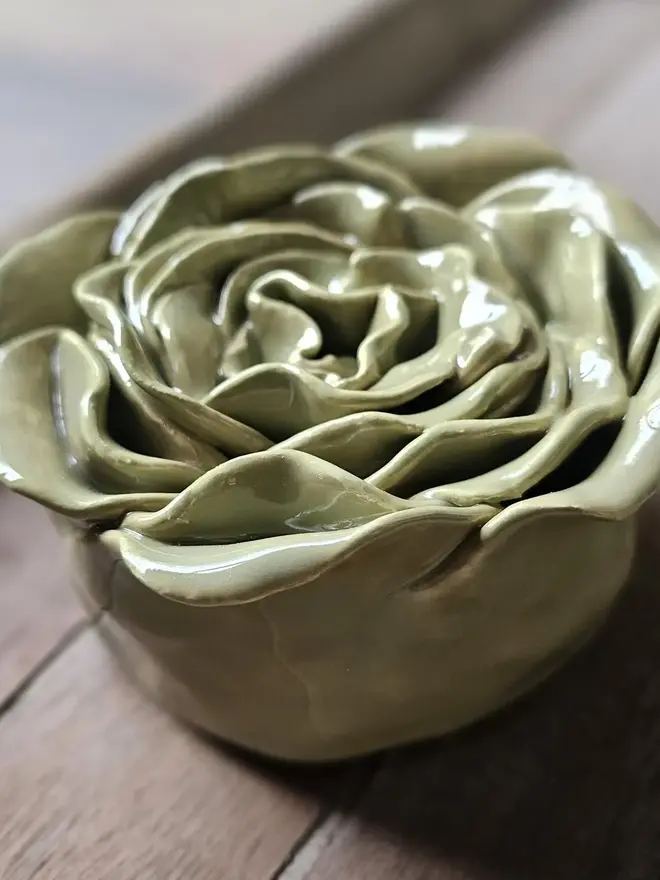 Olive green ceramic flower pottery gift wall decor 