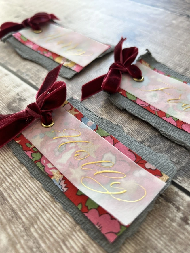 Liberty fabric Christmas placecards