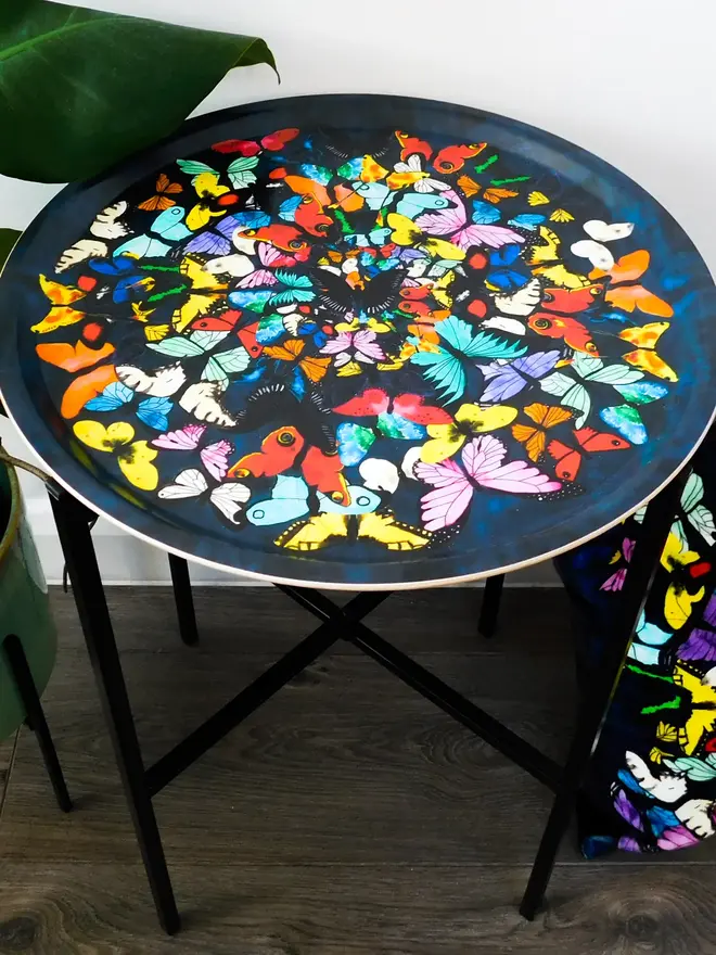 colourful butterfly print tray