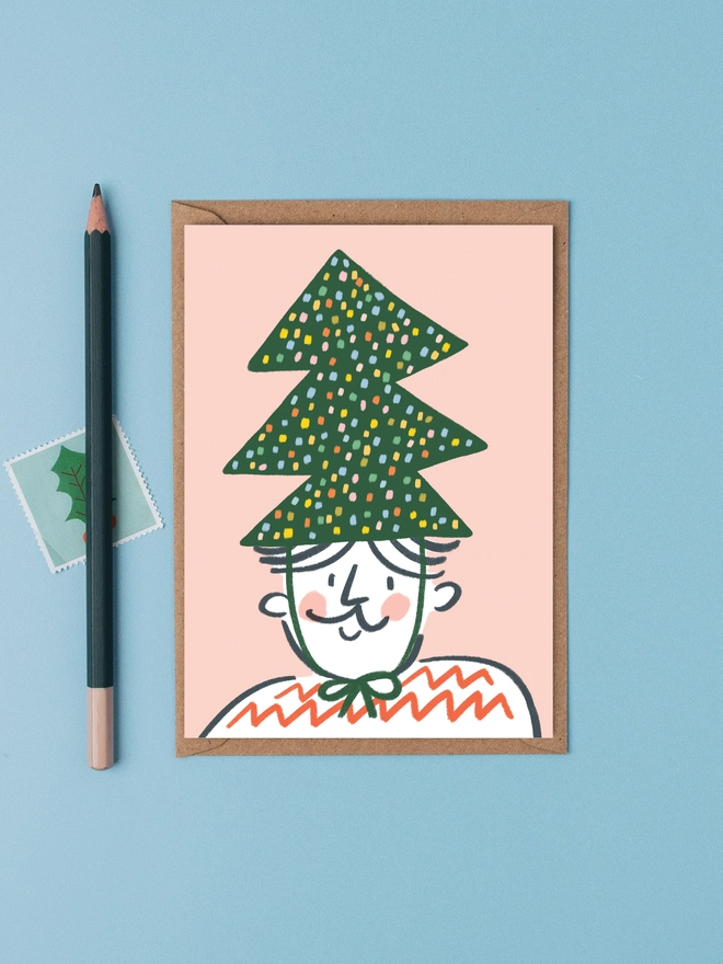 Christmas tree hat christmas card 