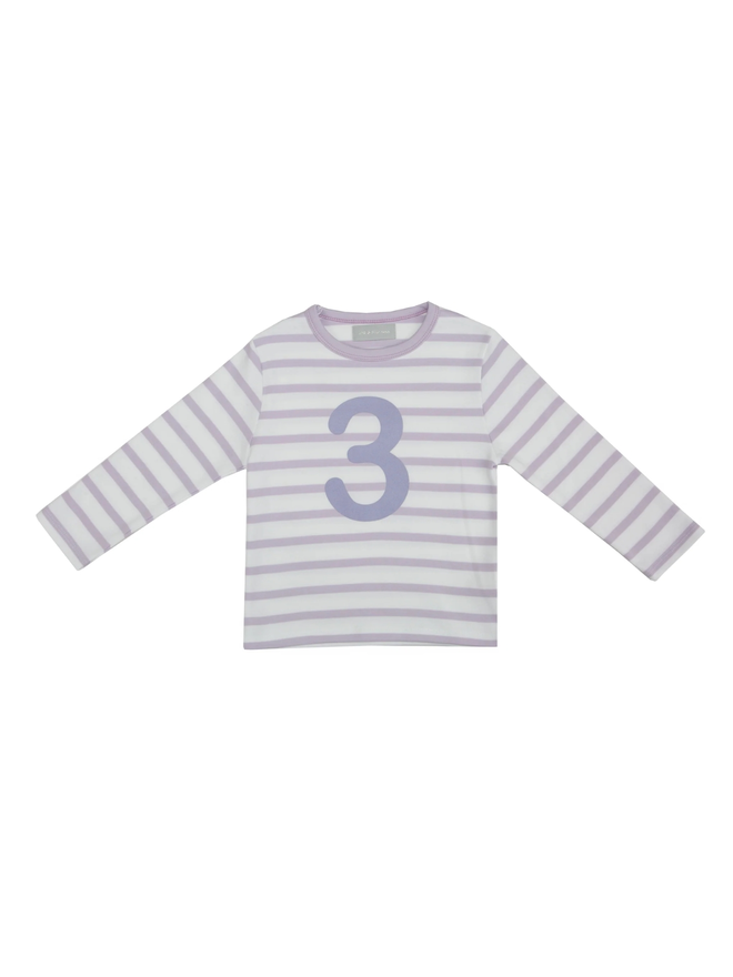 Parma Violet & White Breton Striped Number 3 T Shirt