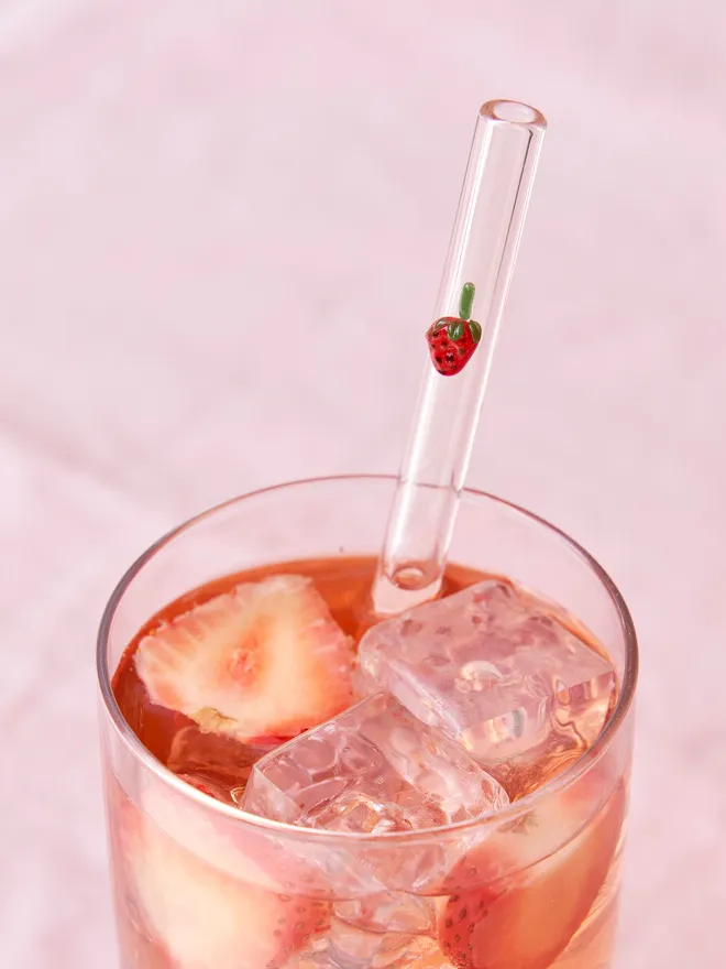 Strawberry glass straw