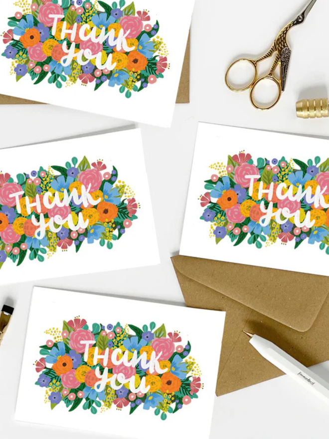 floral thank you card set