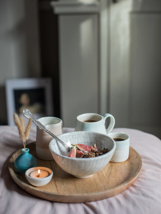 crackle porcelain cereal bowl