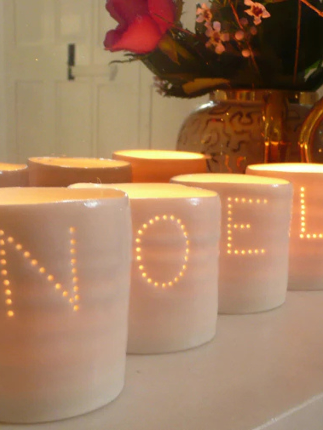 noel letter mini porcelain tealight set