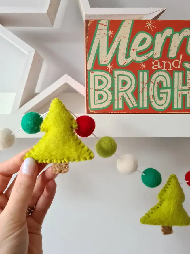 Felt Green Christmas Tree Garland