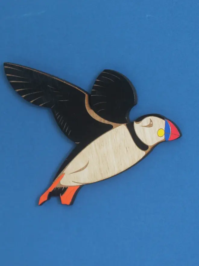Flying Wooden Wall Puffins (Set Of 3), flying wooden puffins hanging on wall. 