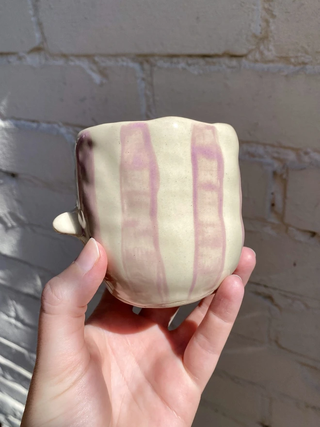 Lavender stripe pot