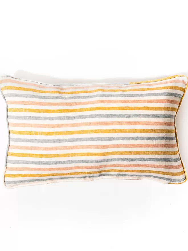 Lumbar cushion in 'Seaside Stripe' front view of cushion