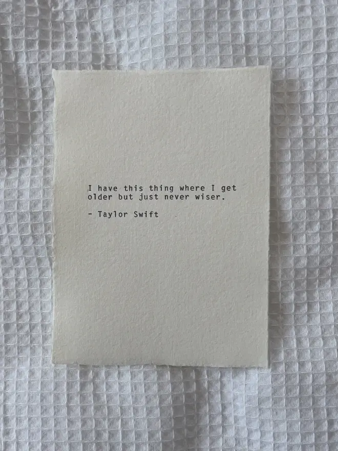 Taylor Swift Song Quote Typewriter Poem Print 
