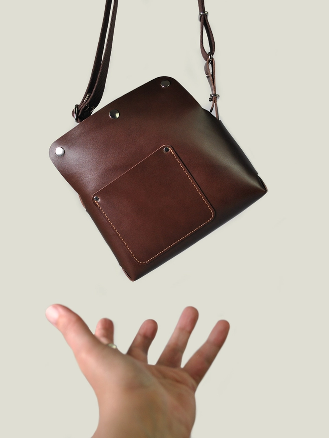Small Chestnut Leather Crossbody Bag 