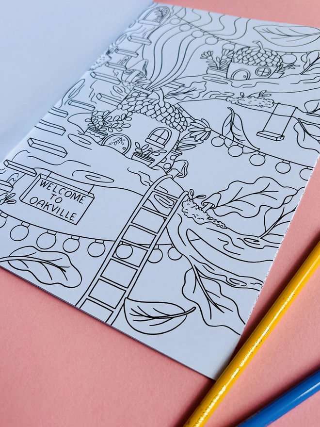 Hand drawn fantasy fairy colouring book with bold easy to colour designs. Tiny homes and cosy scenes for creative kids and adults. A4 size suitable for alcohol markers and felt tips. Ideal stocking fillers