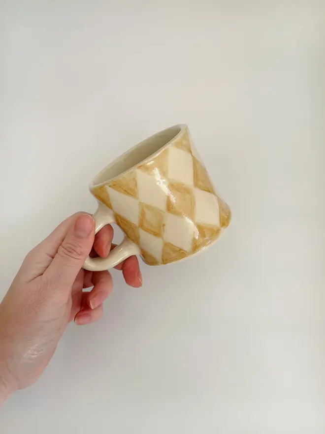 harlequin pattern ceramic mug