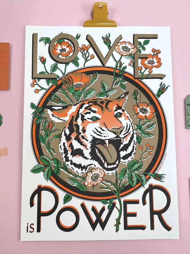 A3 Gold Limited Edition Love is Power Print