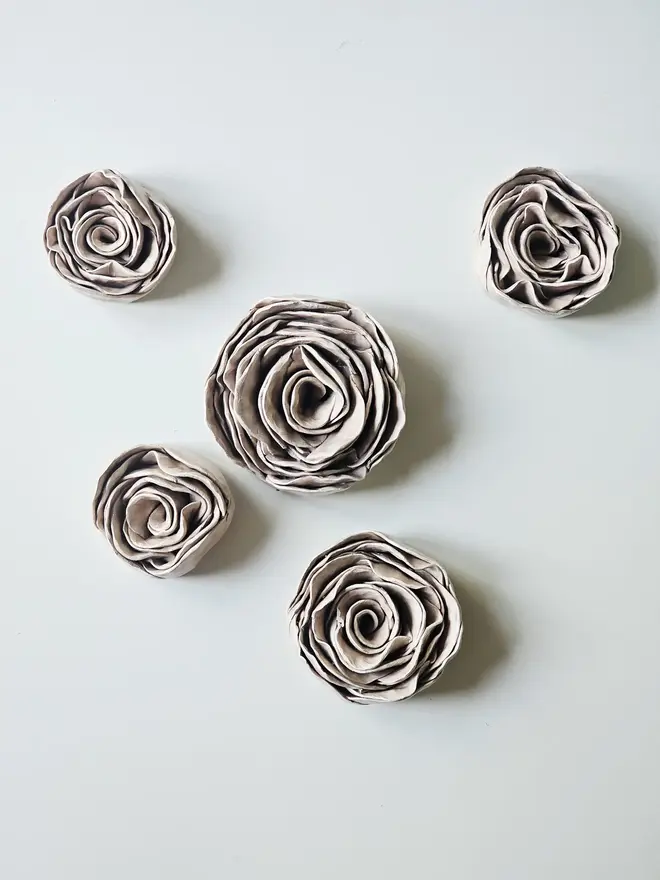 handmade taupe mink ceramic rose flower wall hanging decor sculpture art pottery glazed gift for her forever everlasting rose