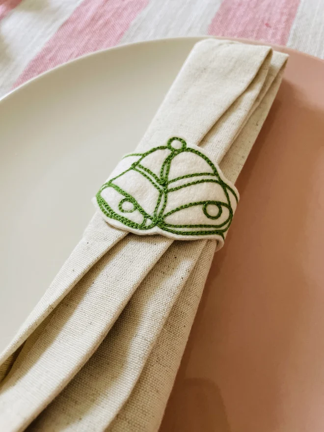 embroidered bells napkin ring