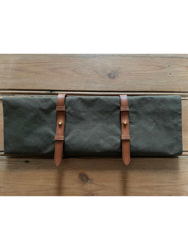 Waxed cotton tool roll