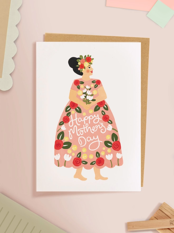 pink dress mothers day card image 2