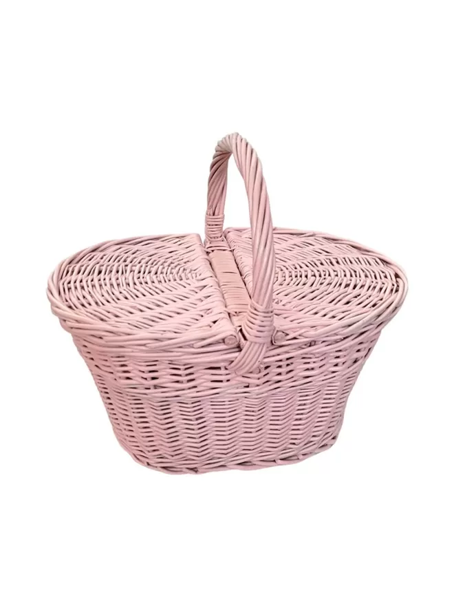 Kids Wicker Picnic Basket - Light Pink