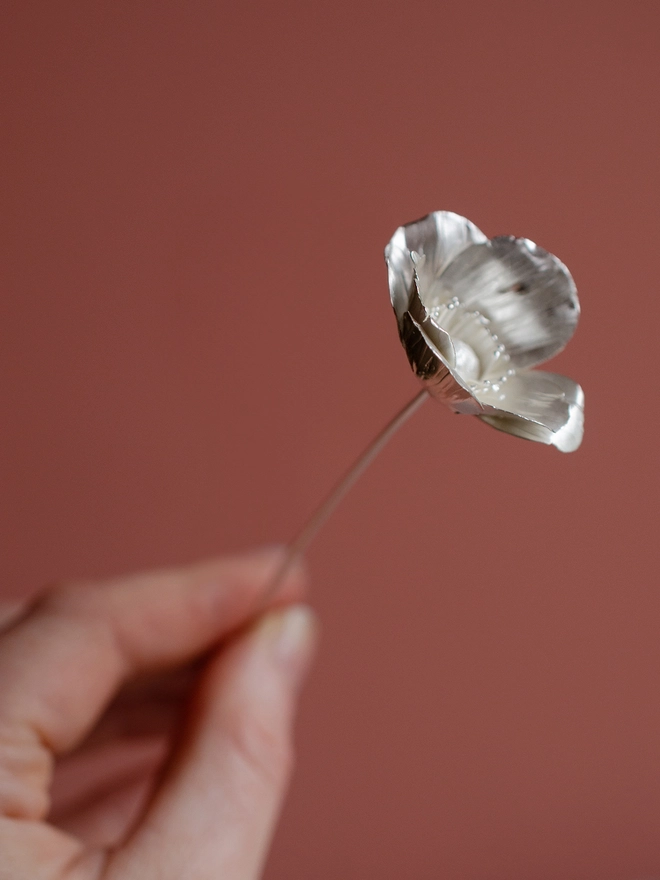 Handmade Silver Anemone Stem By Ellenlou