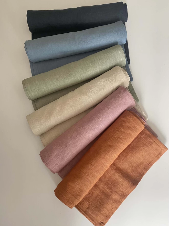 A rainbow of linen table runners