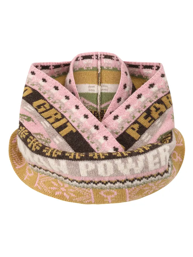 Feminist Fairisle Loop Scarf in Cocoa