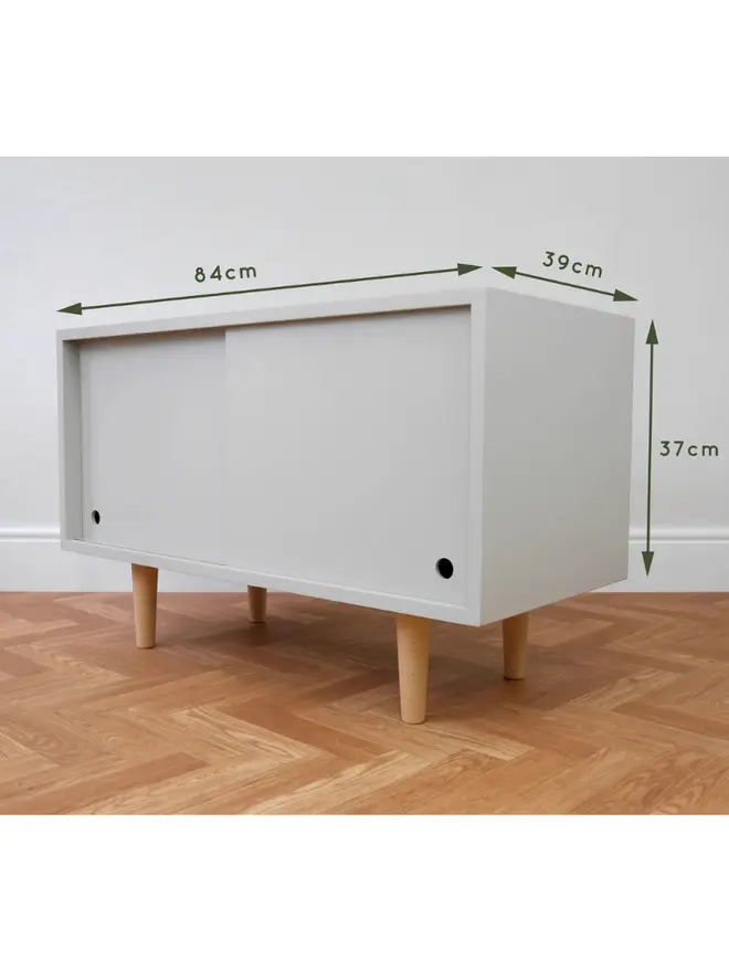 Mid Century Light Grey Record Cabinet 