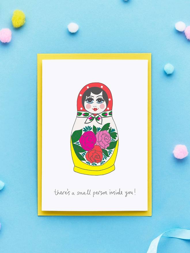 Funny Pregnancy Card Featuring a Russian Doll