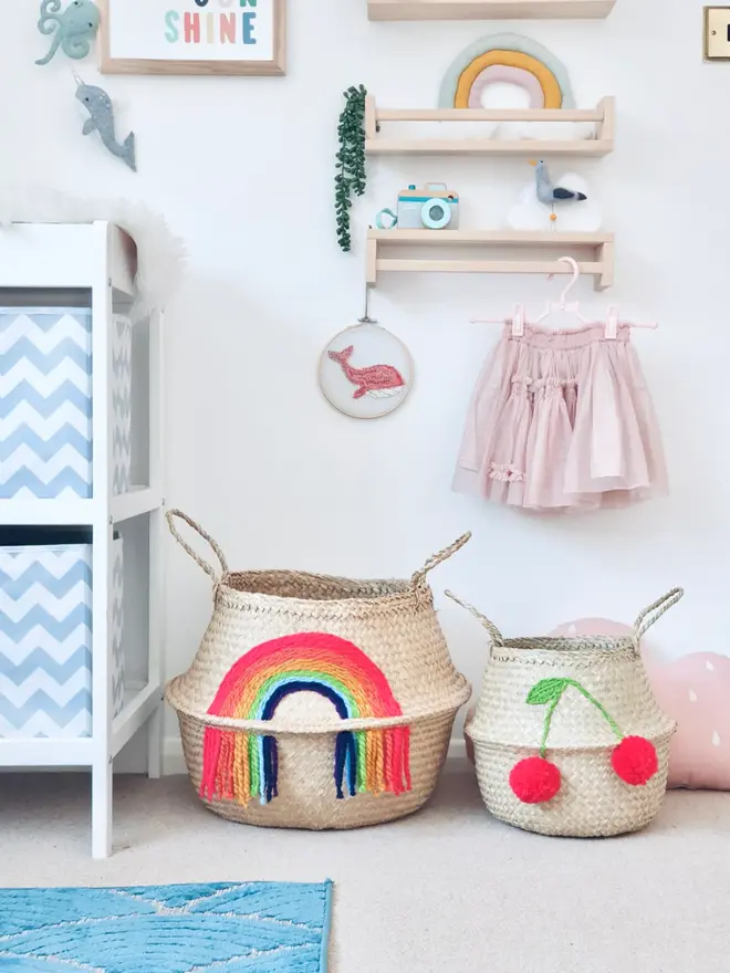 Rainbow Tassel Belly Basket