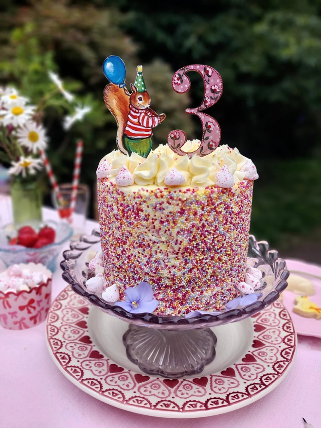 Birthday squirrel cake topper