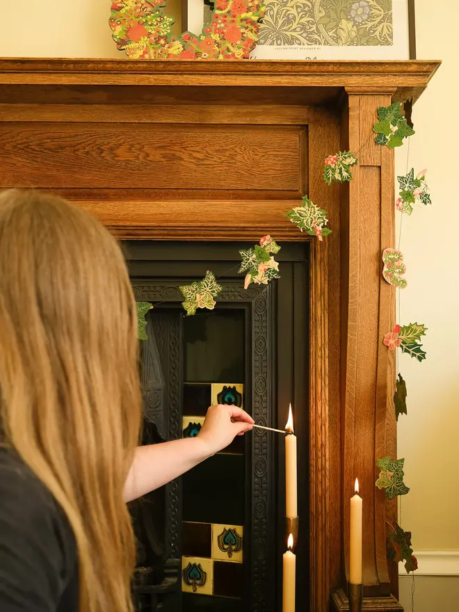 Holly And Ivy Sewn Garland (Set Of 6)