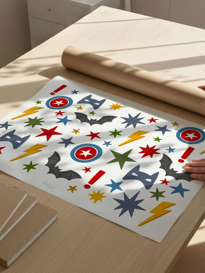 Ducks In A Row Superhero Fabric Wall Stickers Sheet layout