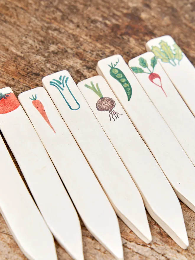 Ceramic Vegetable Image Labels (Set Of 8)