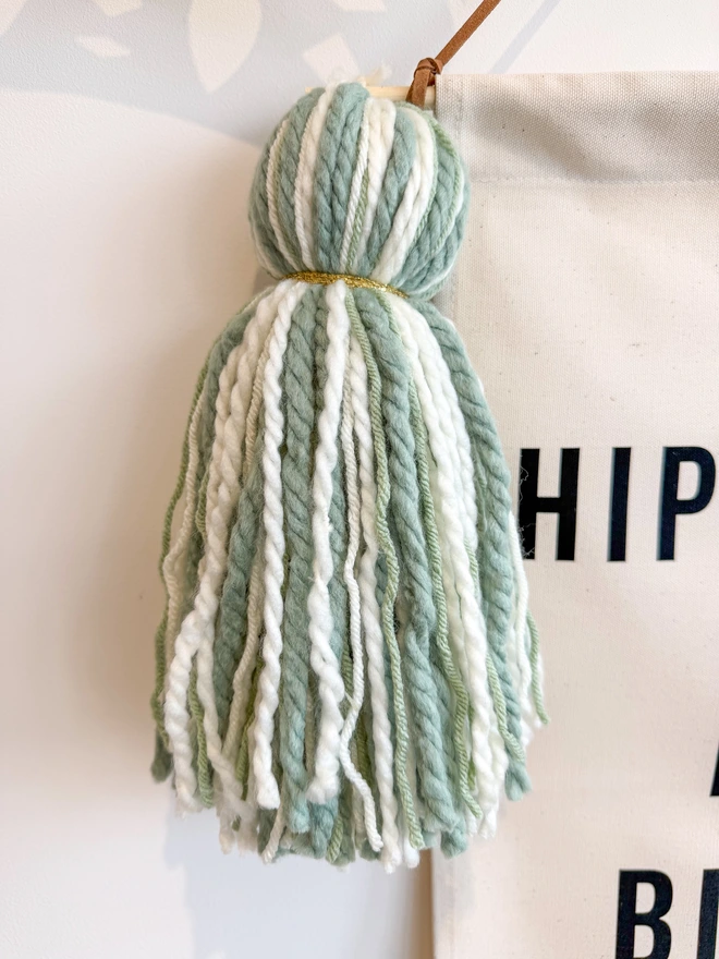 Green Tassels on birthday banner