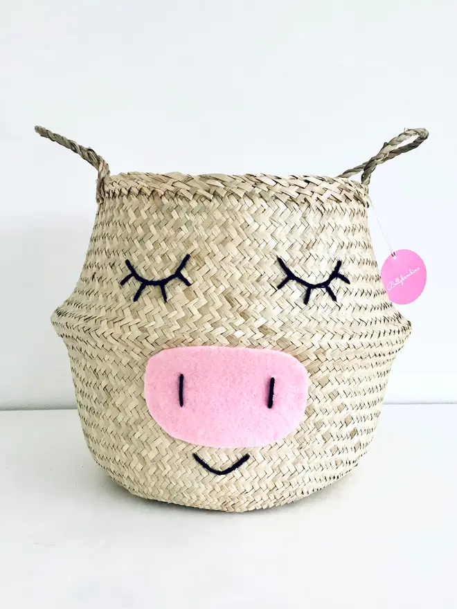 Handwoven Pig Belly Belly Basket