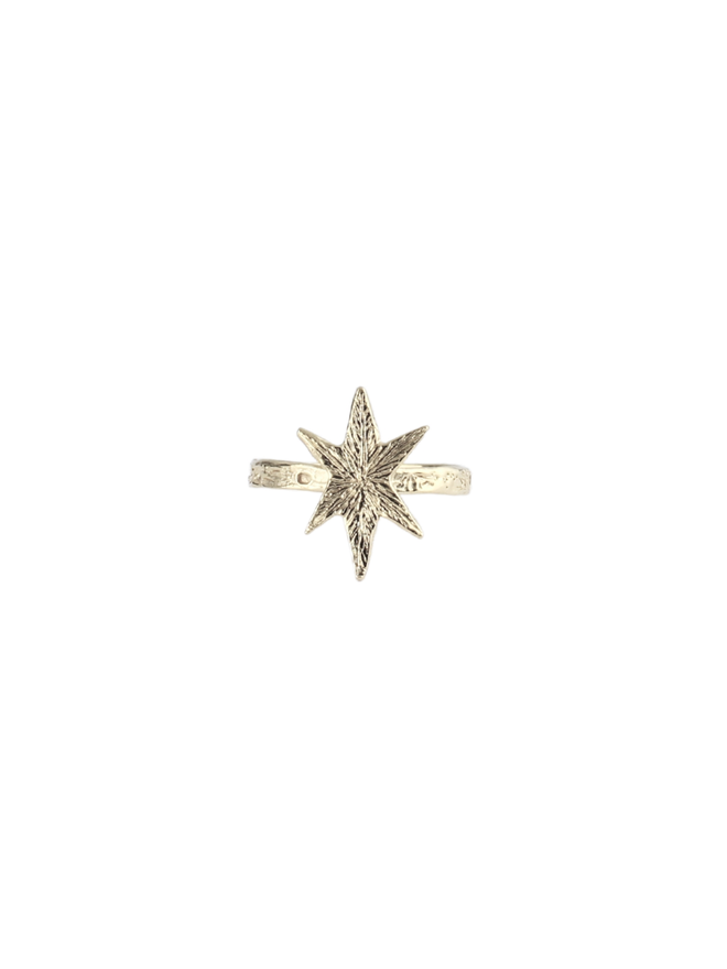 north star ring silver front