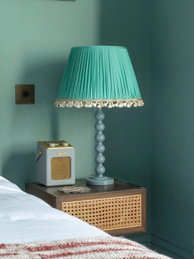 Gathered Silk Shade Lampshade With Tassels