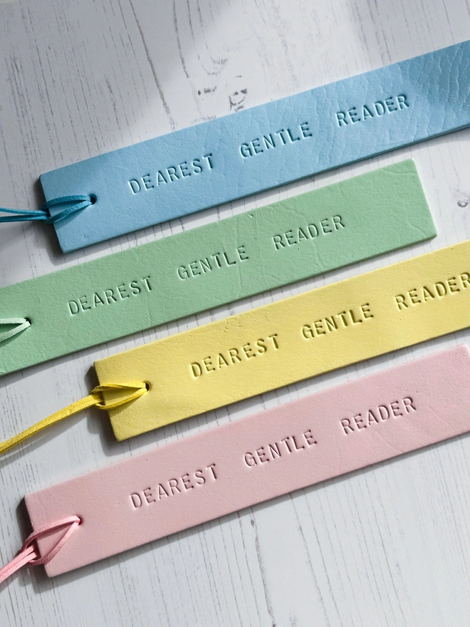 hand stamped leather bookmark