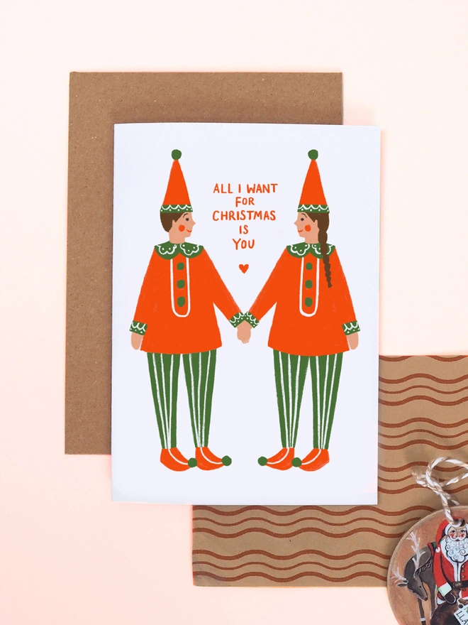 elves christmas card