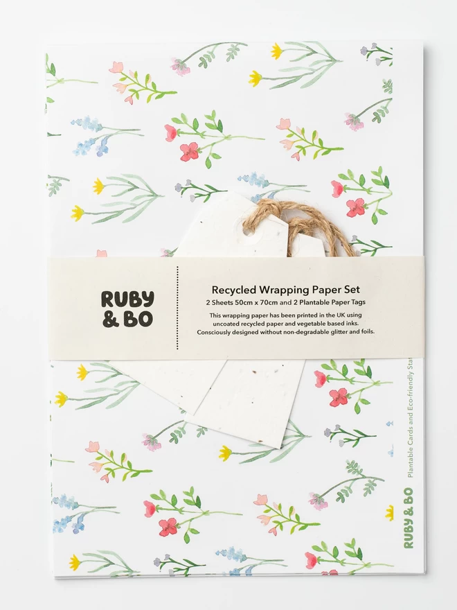 Wildflower Recycled Wrap & Plantable Tag Set