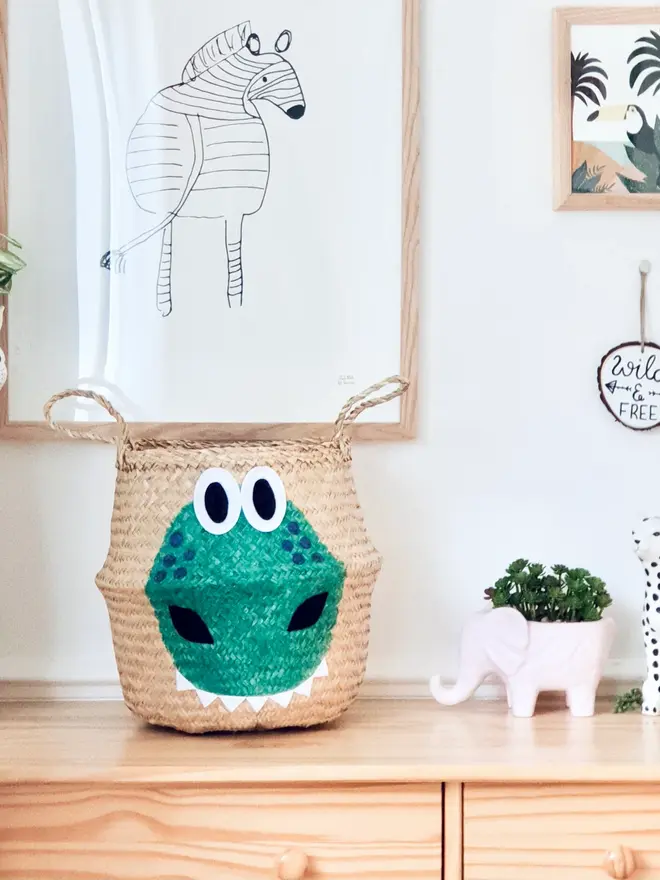 Green Dinosaur Belly Basket